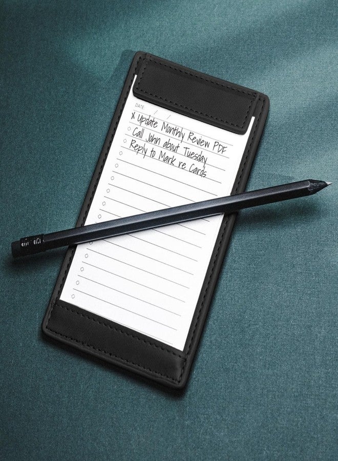 Notsu Note Card Holder | Minimalist 3x5 Inch Index Card Holder Handheld Case in Premium Black Vegan Leather with 25 To Do List Notecards - Image 3